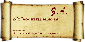 Závodszky Alexia névjegykártya